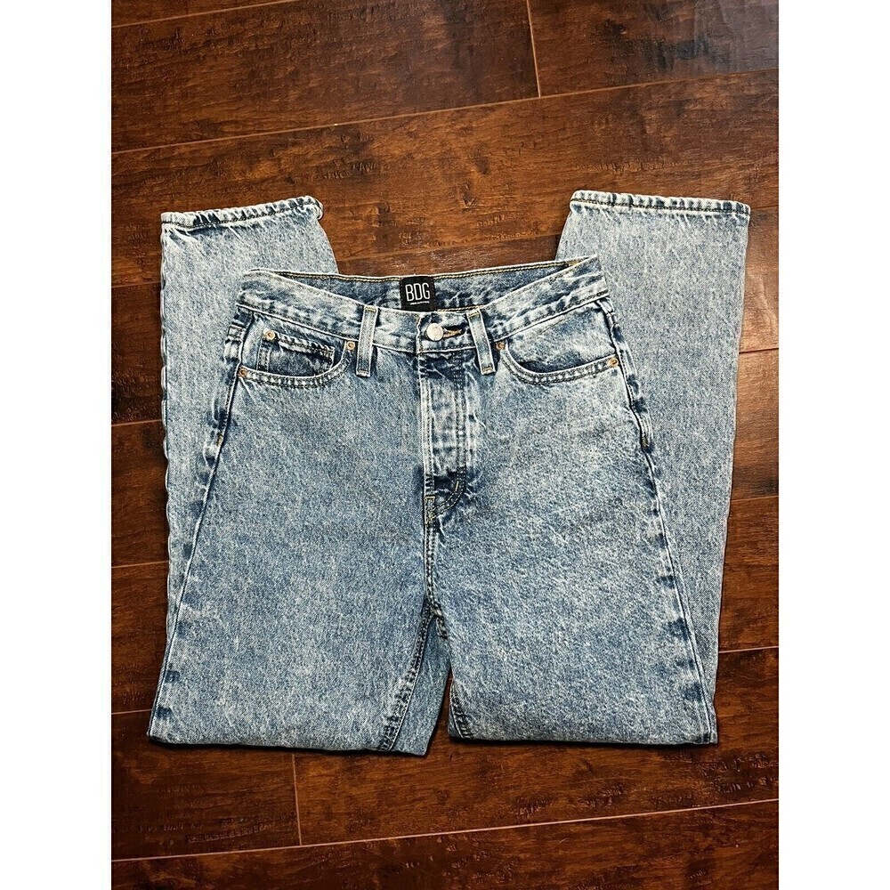 Womens BDG Acid Wash Slim Straight High Rise Mom Jean Sz 26